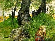 Carl Larsson Suzanne i en skogsbacke Flickan i skogen Sweden oil painting artist